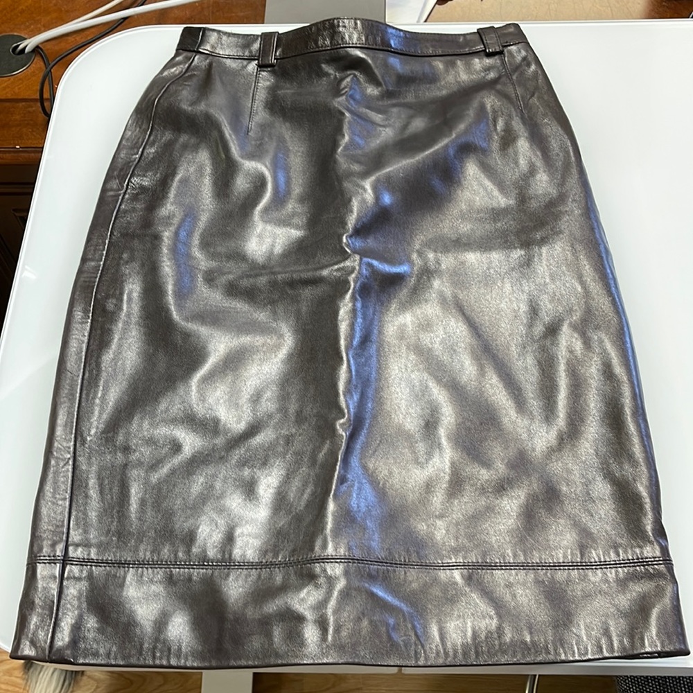 Rare Escada Vintage Chocolate Brown Leather Skirt